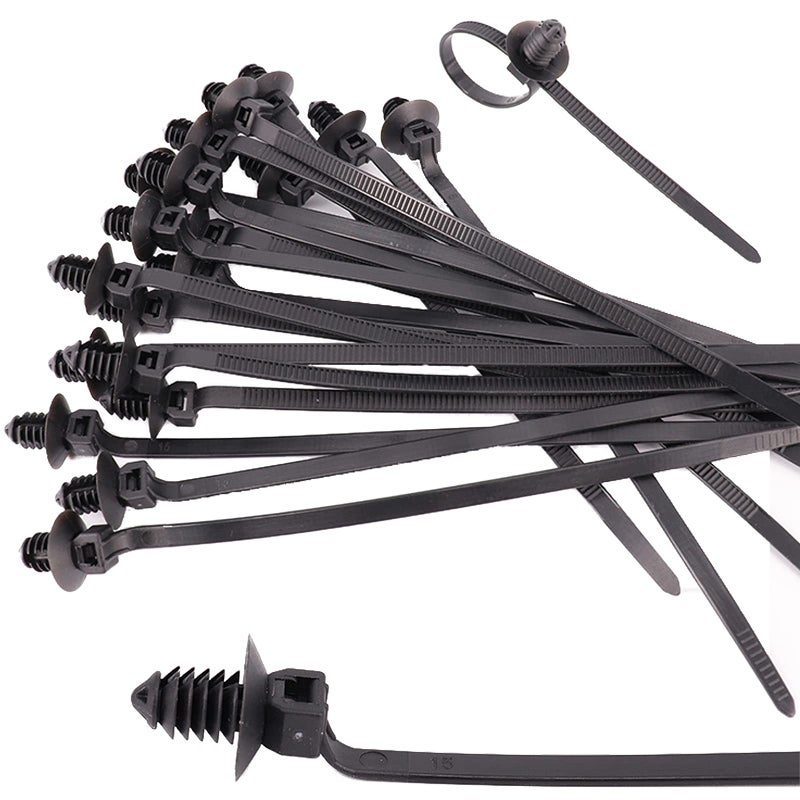 Niteguy 80 Pack Nylon Push Mount Cable Zip Tie, 8.3"x0.18" Heavy Duty Nylon Push Mount Self Locking UV Resistant Assortment for Indoor Wire Tying (Black) - Image 5